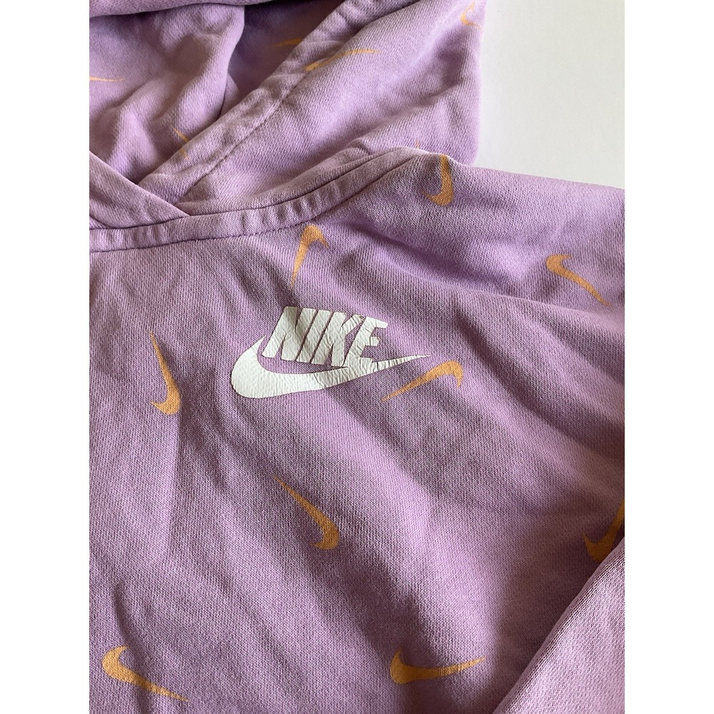Nike Girls Crop Hoodie Purple Orange Large Standard Fit - Picture 4 of 11
